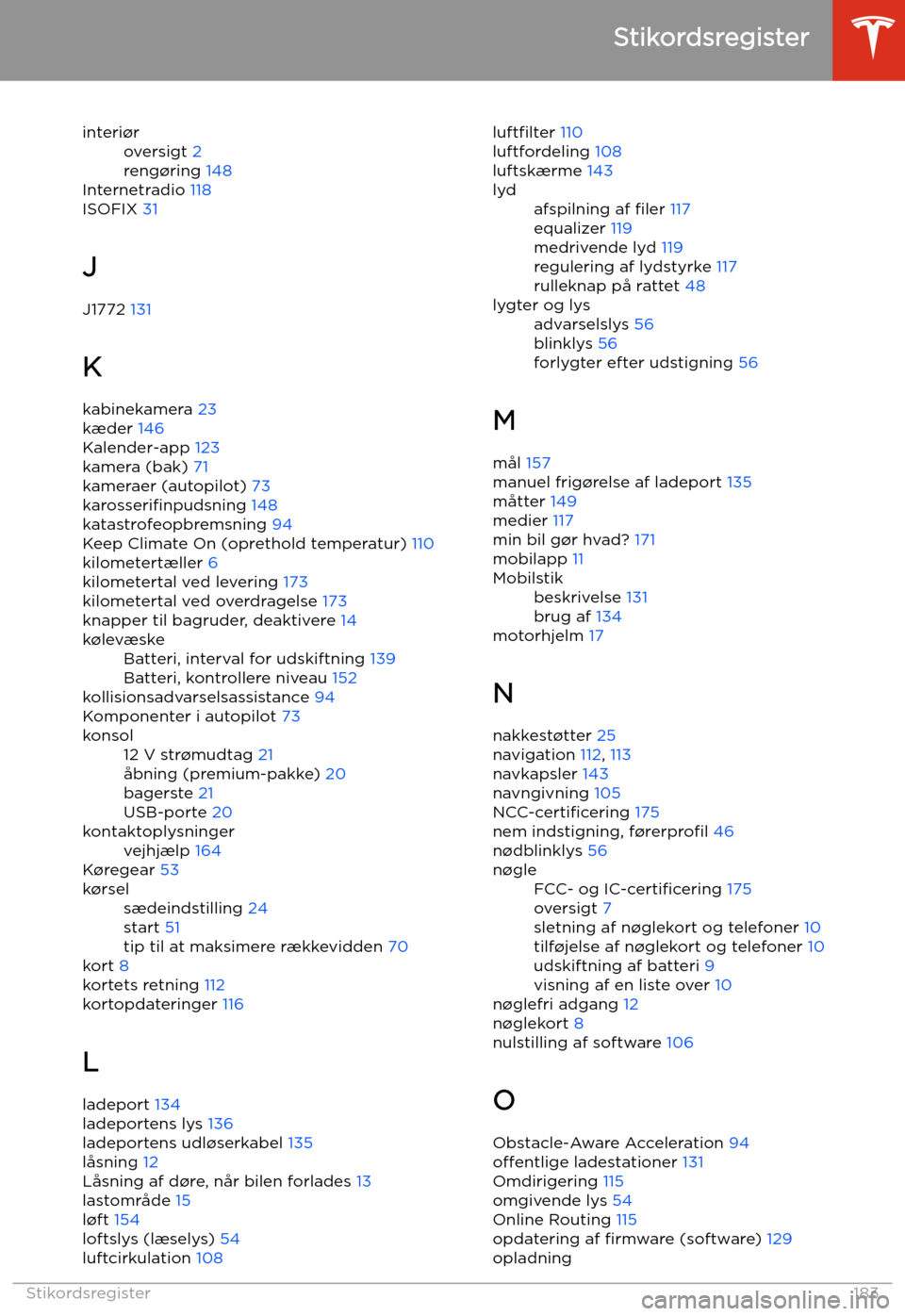 TESLA MODEL 3 2019 Instruktionsbog (in Danish) interi TESLA MODEL 3 2019 Instruktionsbog (in Danish) interi