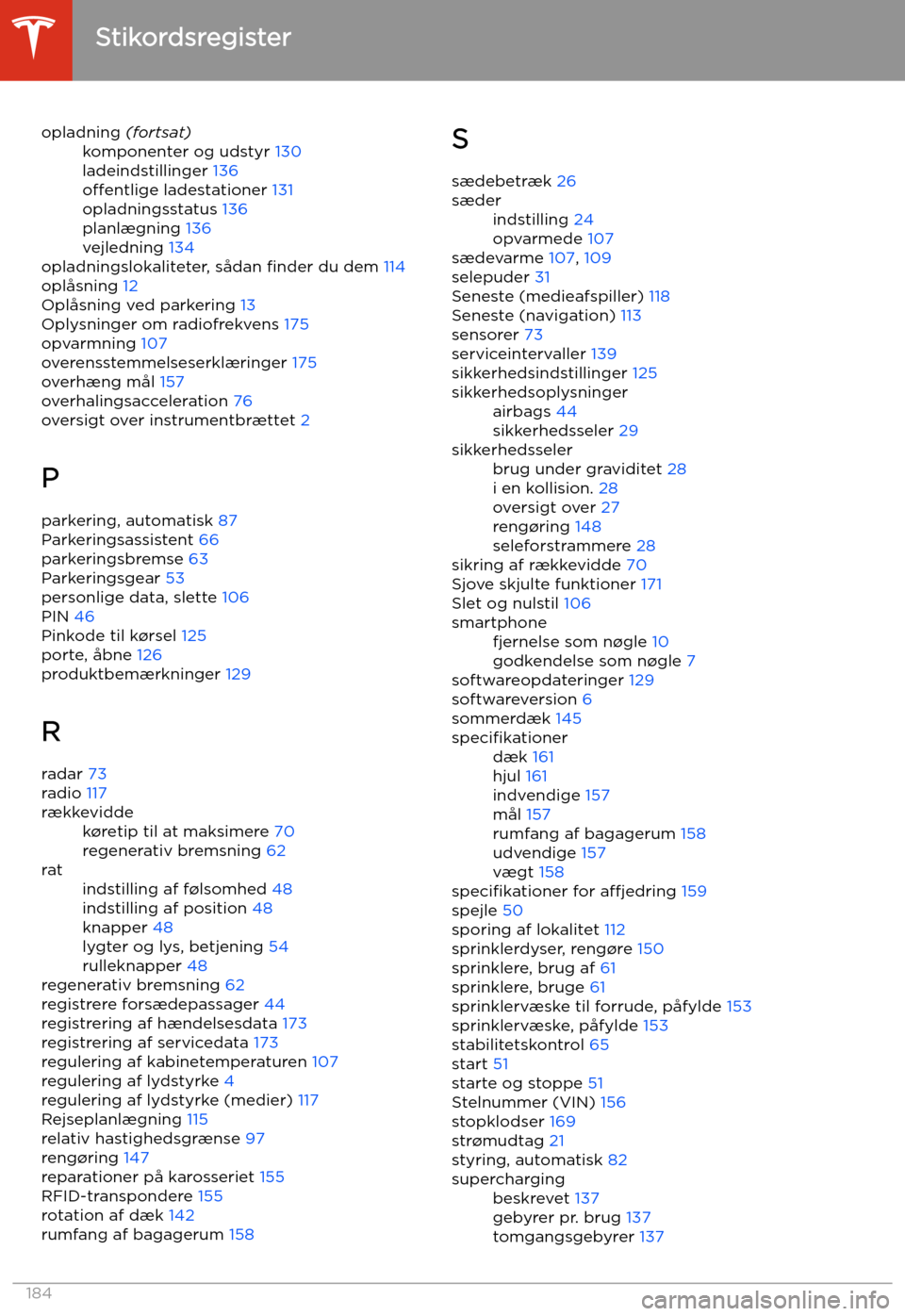 TESLA MODEL 3 2019 Instruktionsbog (in Danish) opladning (fortsat)komponenter og udstyr 130
ladeindstillinger 136
o TESLA MODEL 3 2019 Instruktionsbog (in Danish) opladning (fortsat)komponenter og udstyr 130
ladeindstillinger 136
o