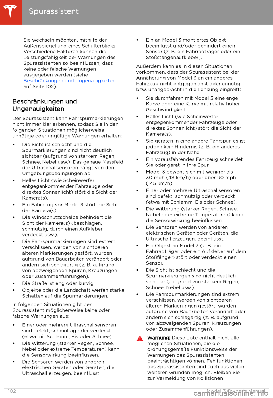 TESLA MODEL 3 2019 Betriebsanleitung (in German) Sie wechseln m TESLA MODEL 3 2019 Betriebsanleitung (in German) Sie wechseln m
