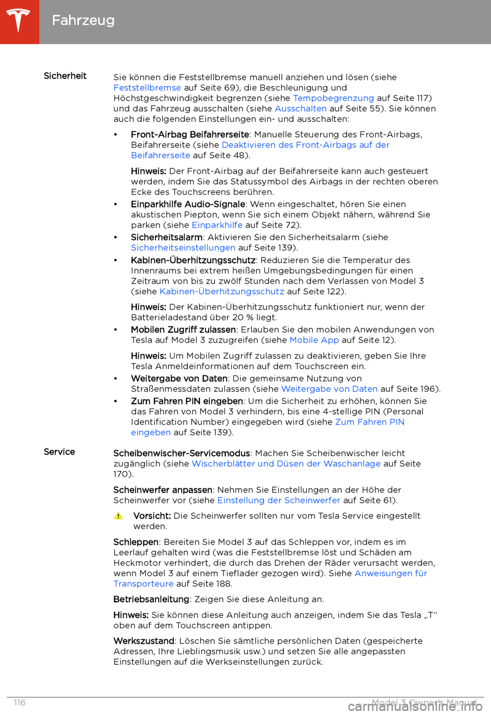 TESLA MODEL 3 2019 Betriebsanleitung (in German) SicherheitSie k TESLA MODEL 3 2019 Betriebsanleitung (in German) SicherheitSie k