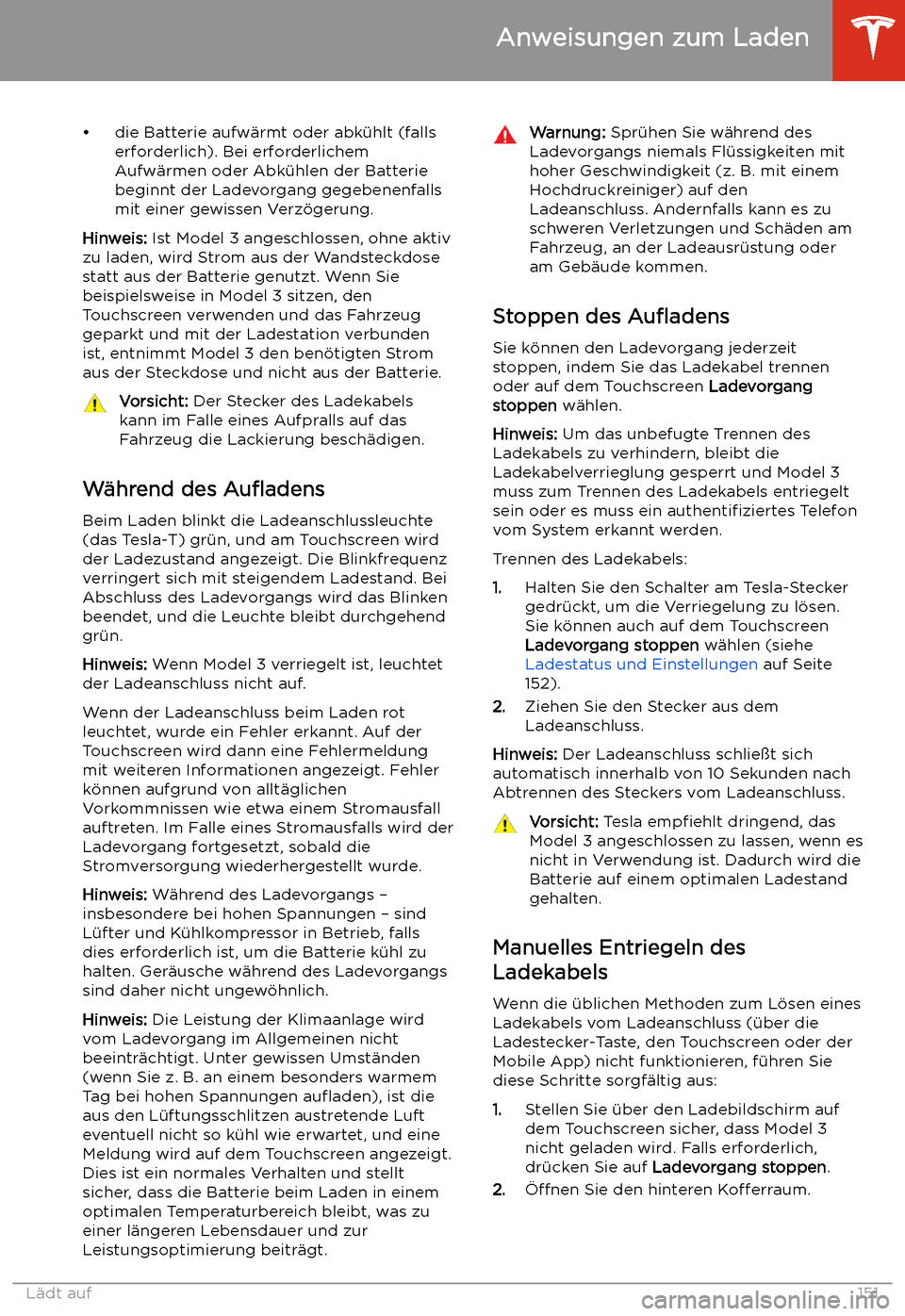 TESLA MODEL 3 2019 Betriebsanleitung (in German) TESLA MODEL 3 2019 Betriebsanleitung (in German)