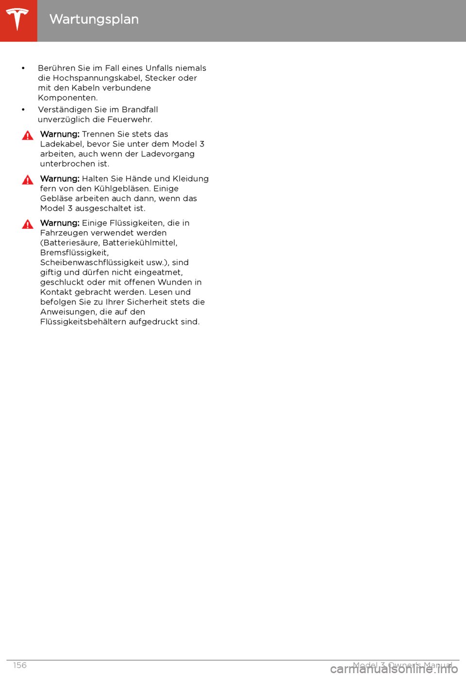TESLA MODEL 3 2019 Betriebsanleitung (in German) TESLA MODEL 3 2019 Betriebsanleitung (in German)