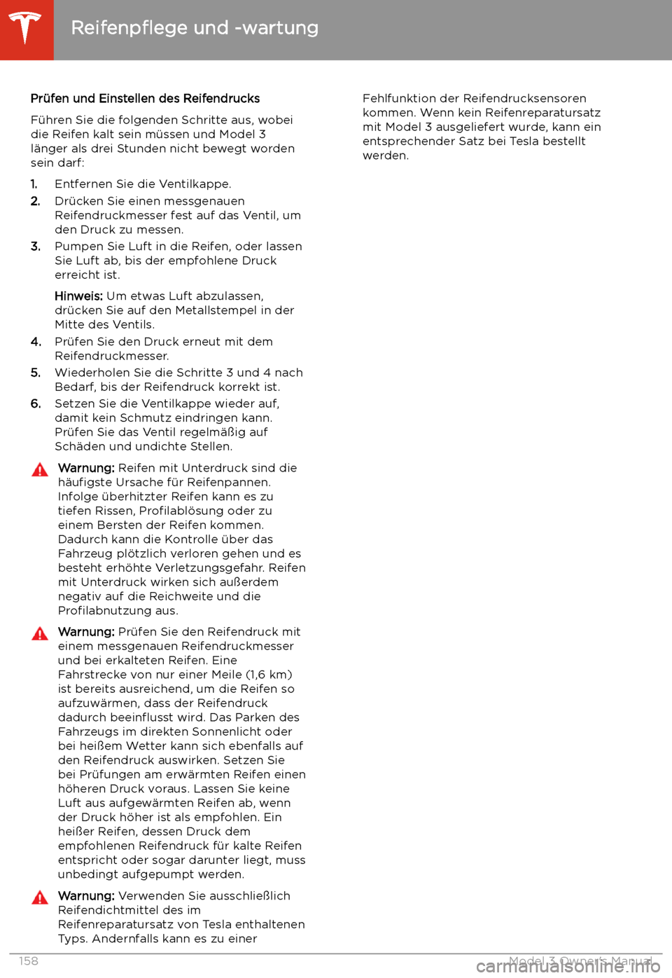 TESLA MODEL 3 2019 Betriebsanleitung (in German) Pr TESLA MODEL 3 2019 Betriebsanleitung (in German) Pr
