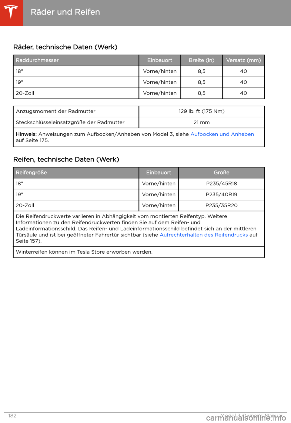 TESLA MODEL 3 2019 Betriebsanleitung (in German) R TESLA MODEL 3 2019 Betriebsanleitung (in German) R