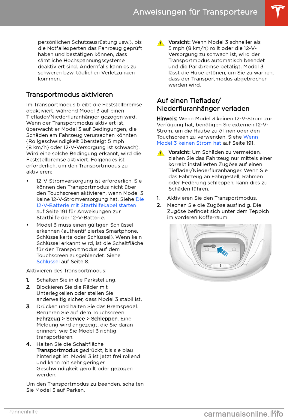 TESLA MODEL 3 2019 Betriebsanleitung (in German) pers TESLA MODEL 3 2019 Betriebsanleitung (in German) pers