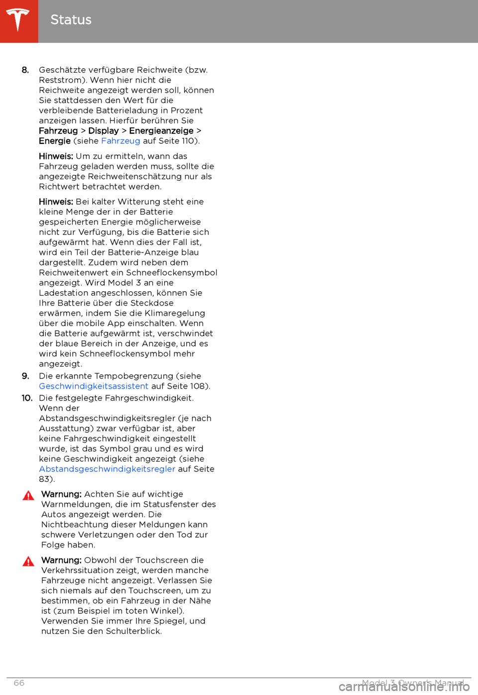 TESLA MODEL 3 2019 Betriebsanleitung (in German) 8.Gesch TESLA MODEL 3 2019 Betriebsanleitung (in German) 8.Gesch