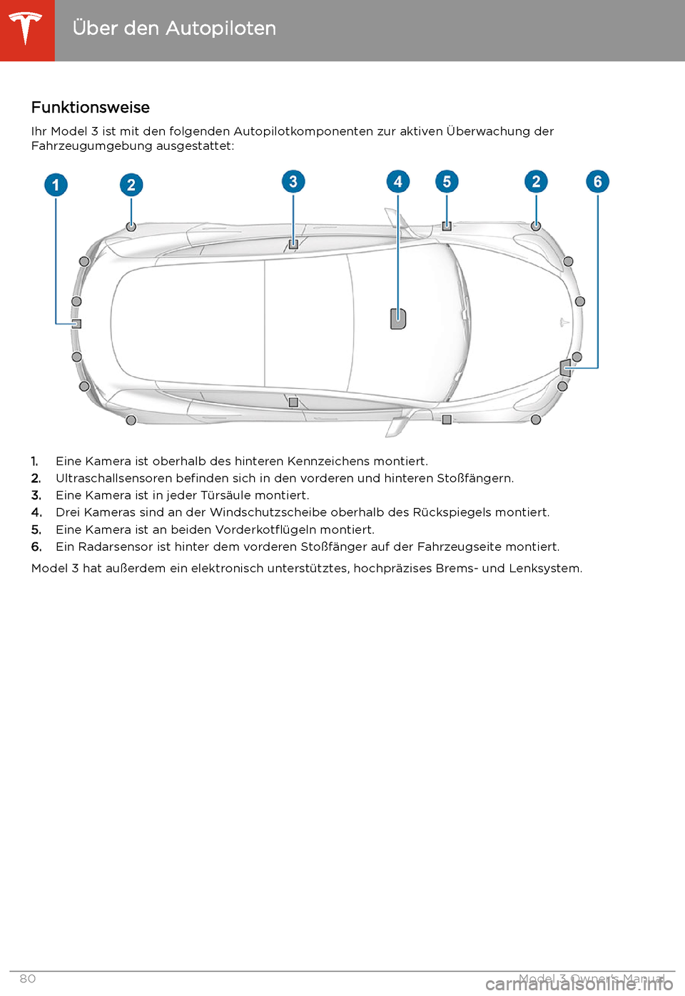 TESLA MODEL 3 2019 Betriebsanleitung (in German) Autopilot
TESLA MODEL 3 2019 Betriebsanleitung (in German) Autopilot