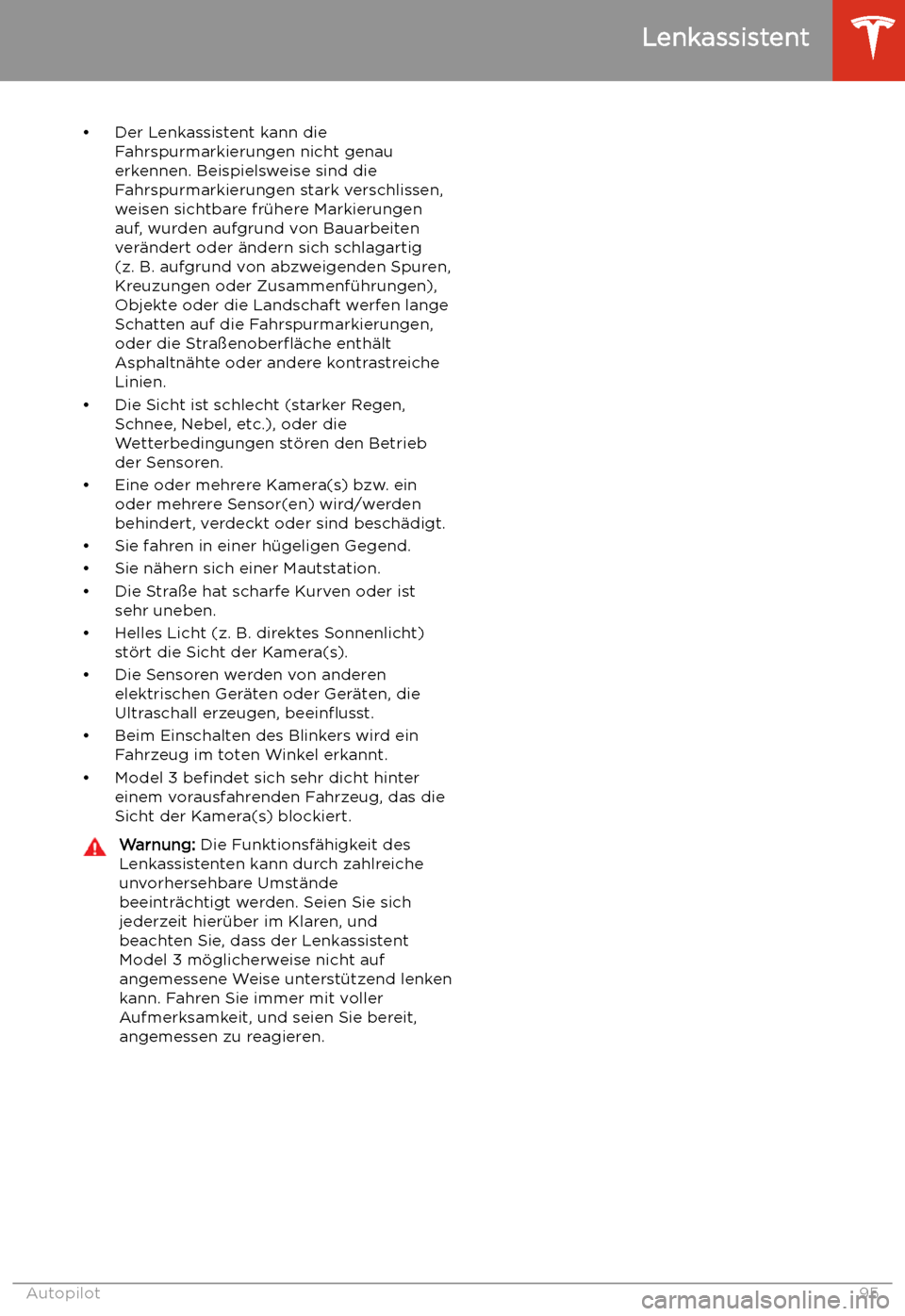 TESLA MODEL 3 2019 Betriebsanleitung (in German) TESLA MODEL 3 2019 Betriebsanleitung (in German)