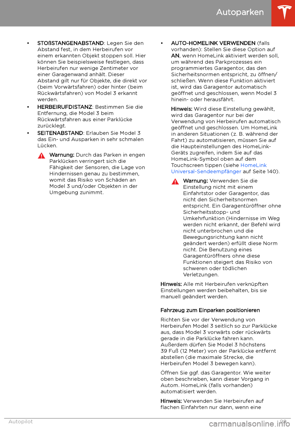 TESLA MODEL 3 2019 Betriebsanleitung (in German) TESLA MODEL 3 2019 Betriebsanleitung (in German)