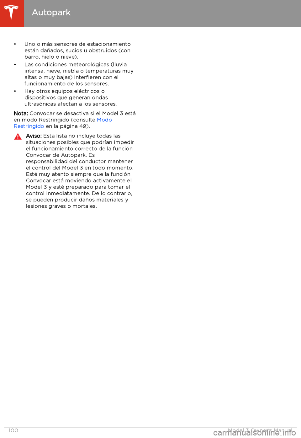TESLA MODEL 3 2019 Manual del propietario (in Spanish) TESLA MODEL 3 2019 Manual del propietario (in Spanish)