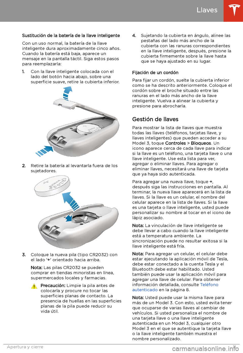 TESLA MODEL 3 2019 Manual del propietario (in Spanish) Sustituci TESLA MODEL 3 2019 Manual del propietario (in Spanish) Sustituci