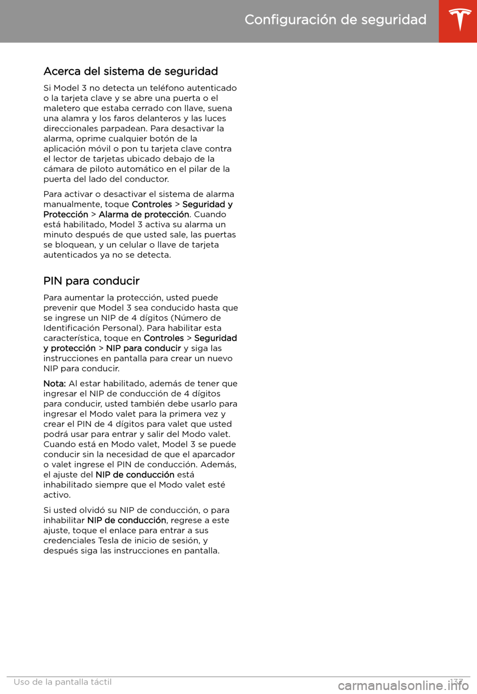 TESLA MODEL 3 2019  Manual del propietario (in Spanish)  Con