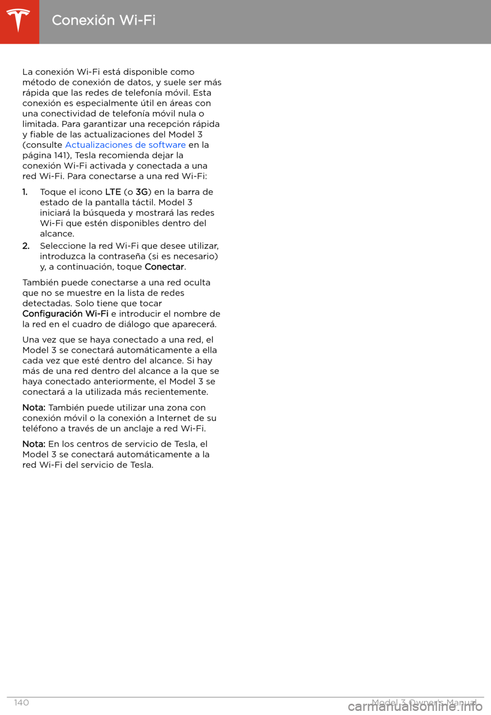 TESLA MODEL 3 2019  Manual del propietario (in Spanish)  Conexi