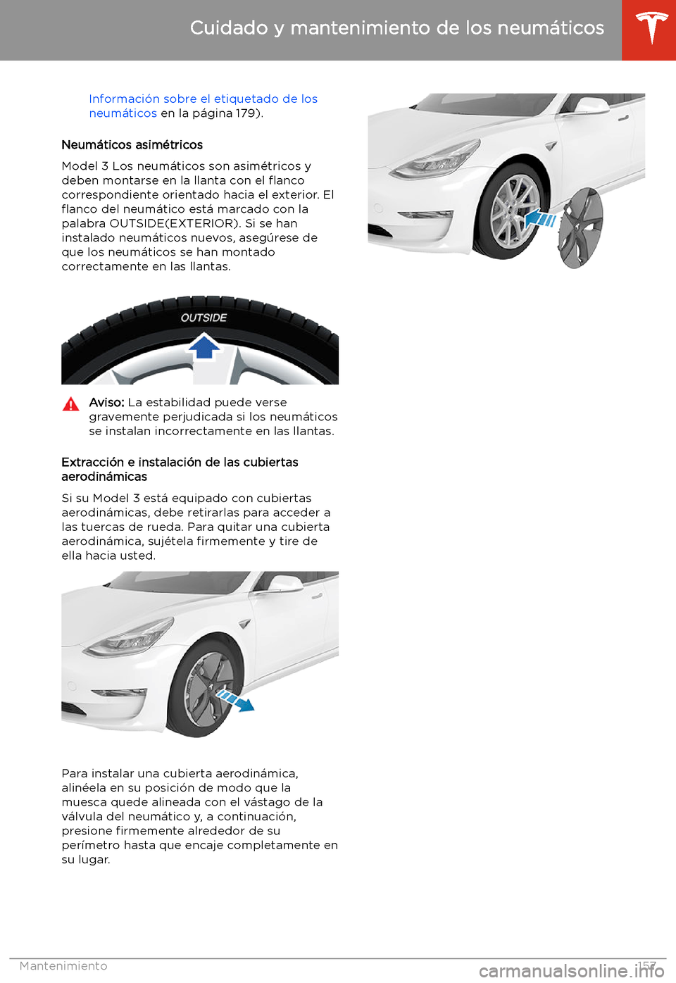 TESLA MODEL 3 2019 Manual del propietario (in Spanish) Informaci TESLA MODEL 3 2019 Manual del propietario (in Spanish) Informaci