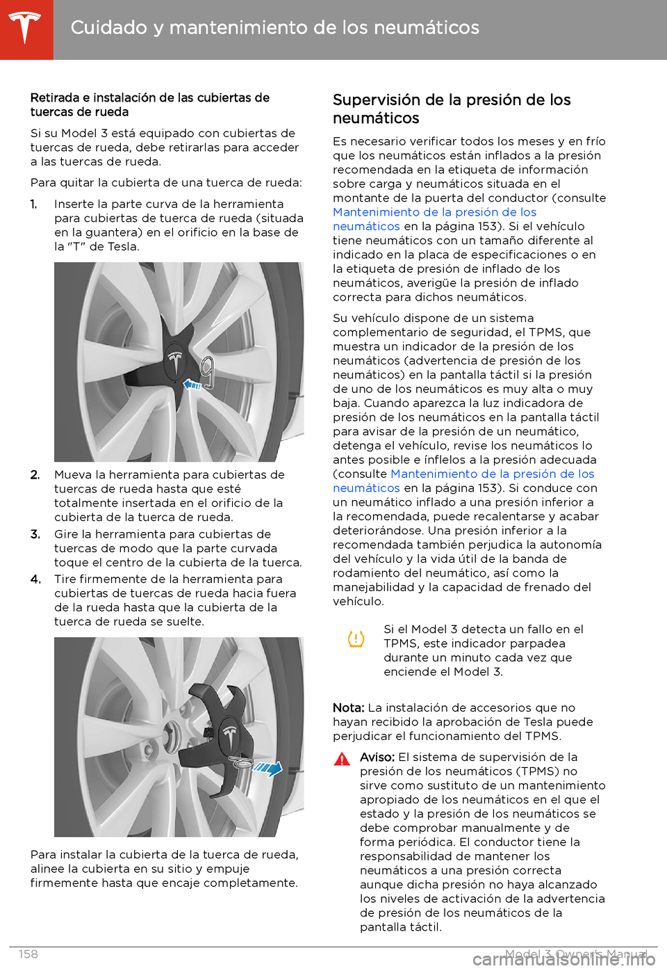 TESLA MODEL 3 2019 Manual del propietario (in Spanish) Retirada e instalaci TESLA MODEL 3 2019 Manual del propietario (in Spanish) Retirada e instalaci