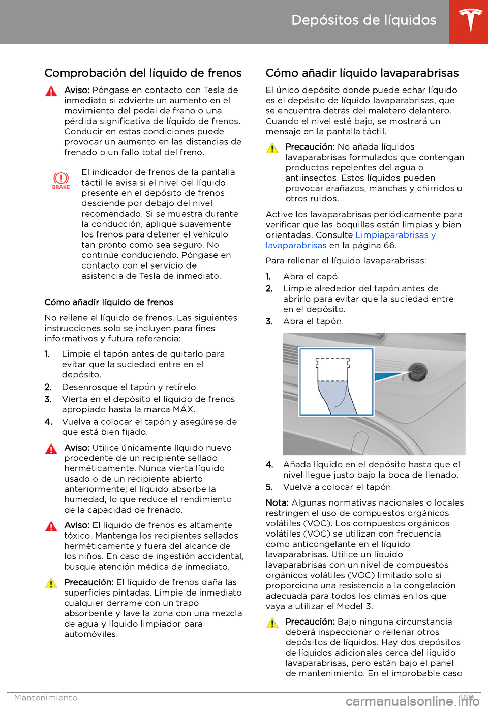 TESLA MODEL 3 2019 Manual del propietario (in Spanish) Comprobaci TESLA MODEL 3 2019 Manual del propietario (in Spanish) Comprobaci