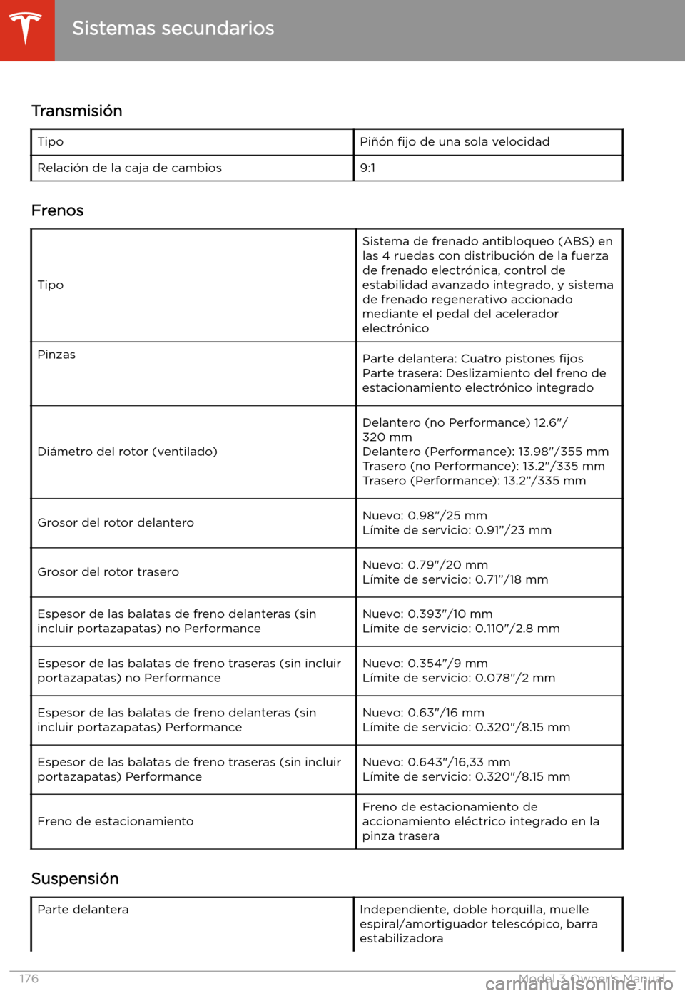 TESLA MODEL 3 2019 Manual del propietario (in Spanish) Sistemas secundarios
Transmisi TESLA MODEL 3 2019 Manual del propietario (in Spanish) Sistemas secundarios
Transmisi