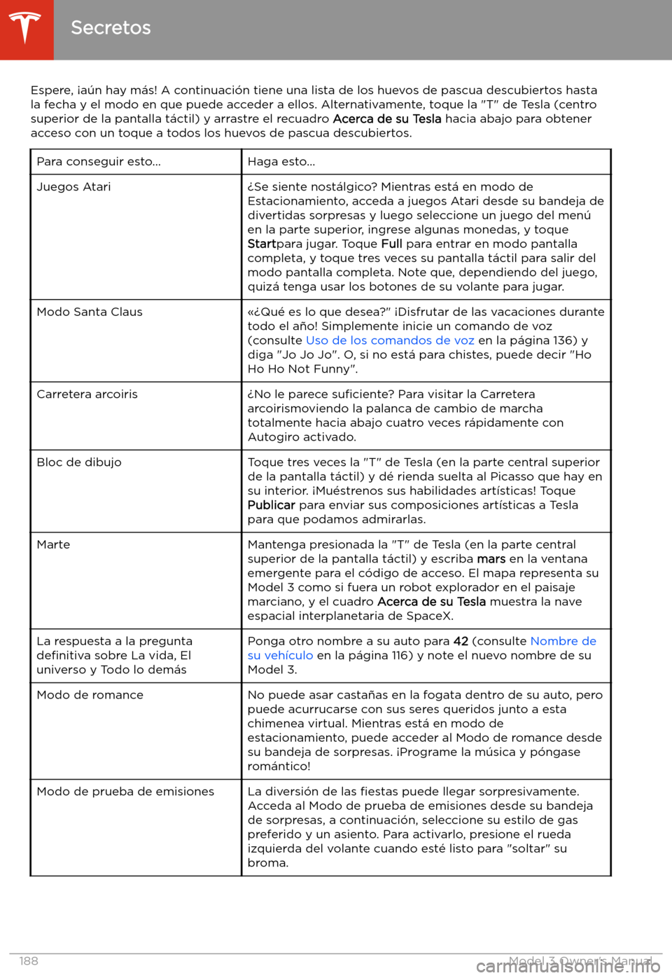 TESLA MODEL 3 2019 Manual del propietario (in Spanish) Informaci TESLA MODEL 3 2019 Manual del propietario (in Spanish) Informaci