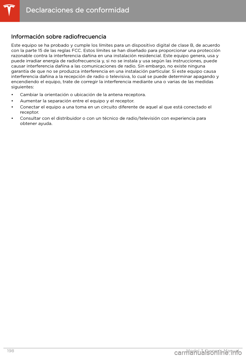 TESLA MODEL 3 2019 Manual del propietario (in Spanish) Informaci TESLA MODEL 3 2019 Manual del propietario (in Spanish) Informaci