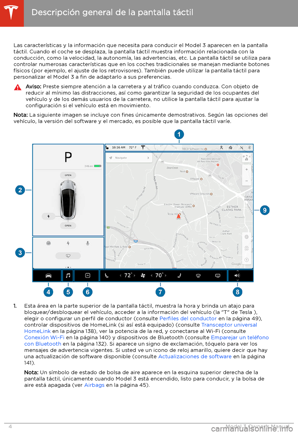 TESLA MODEL 3 2019 Manual del propietario (in Spanish) Descripci TESLA MODEL 3 2019 Manual del propietario (in Spanish) Descripci