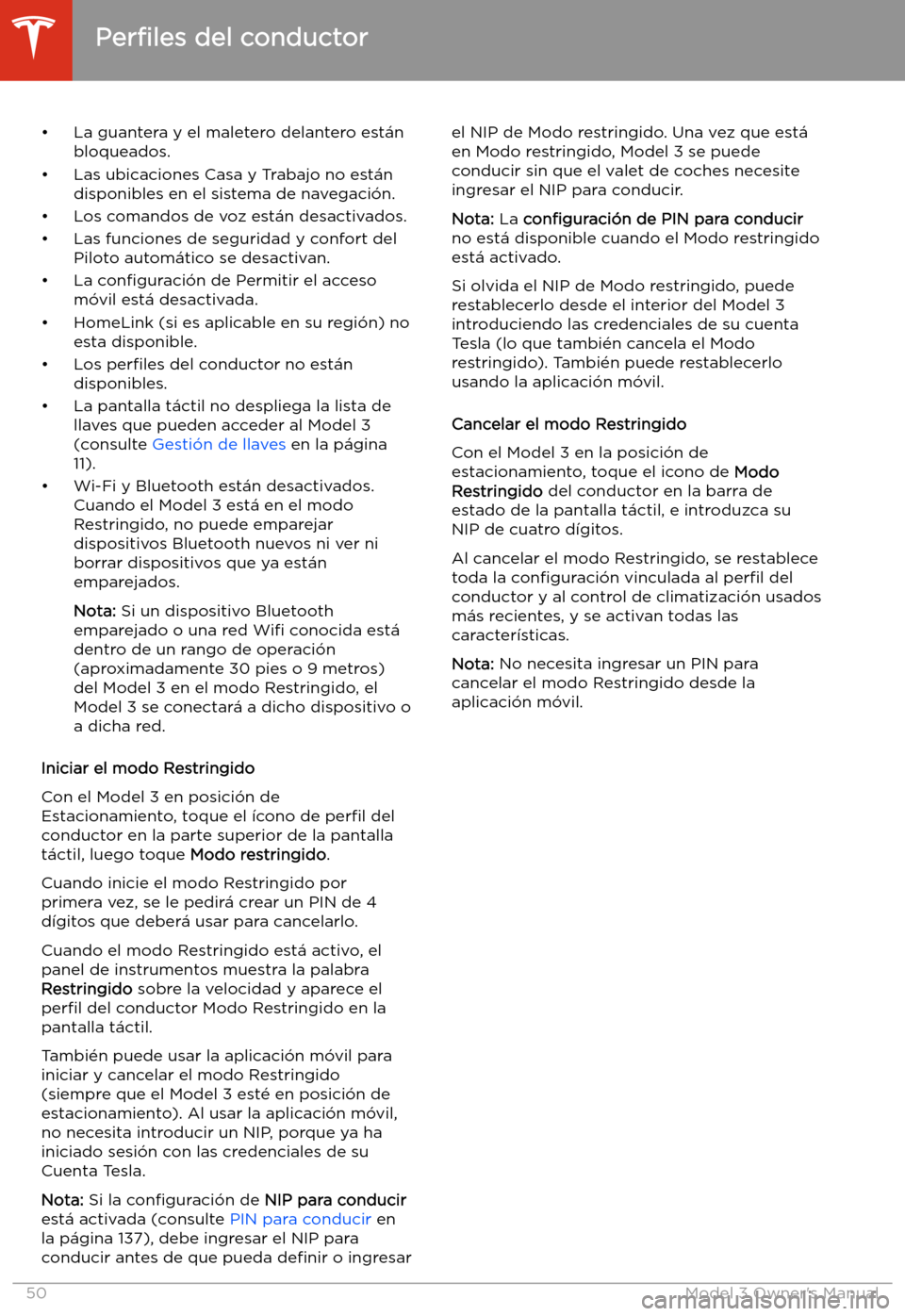 TESLA MODEL 3 2019 Manual del propietario (in Spanish) TESLA MODEL 3 2019 Manual del propietario (in Spanish)