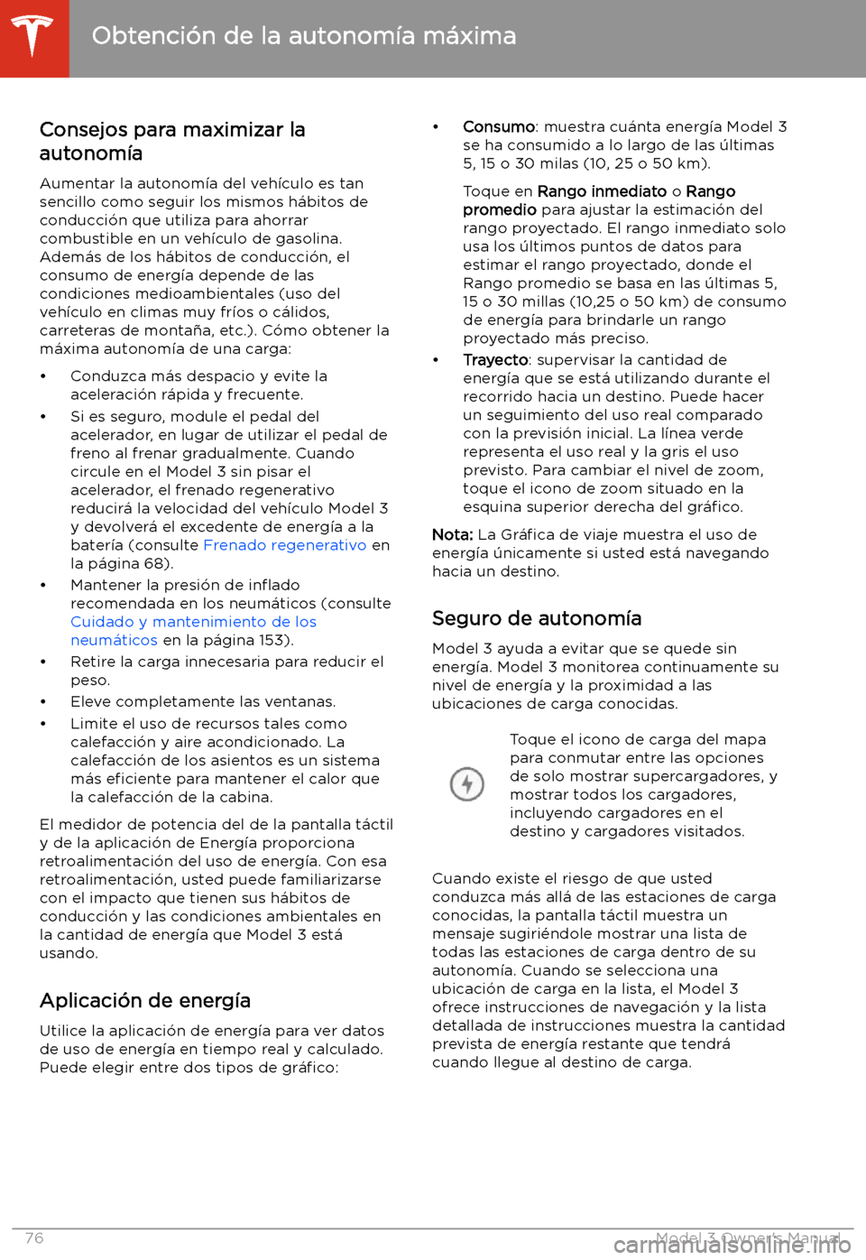 TESLA MODEL 3 2019 Manual del propietario (in Spanish) Obtenci TESLA MODEL 3 2019 Manual del propietario (in Spanish) Obtenci