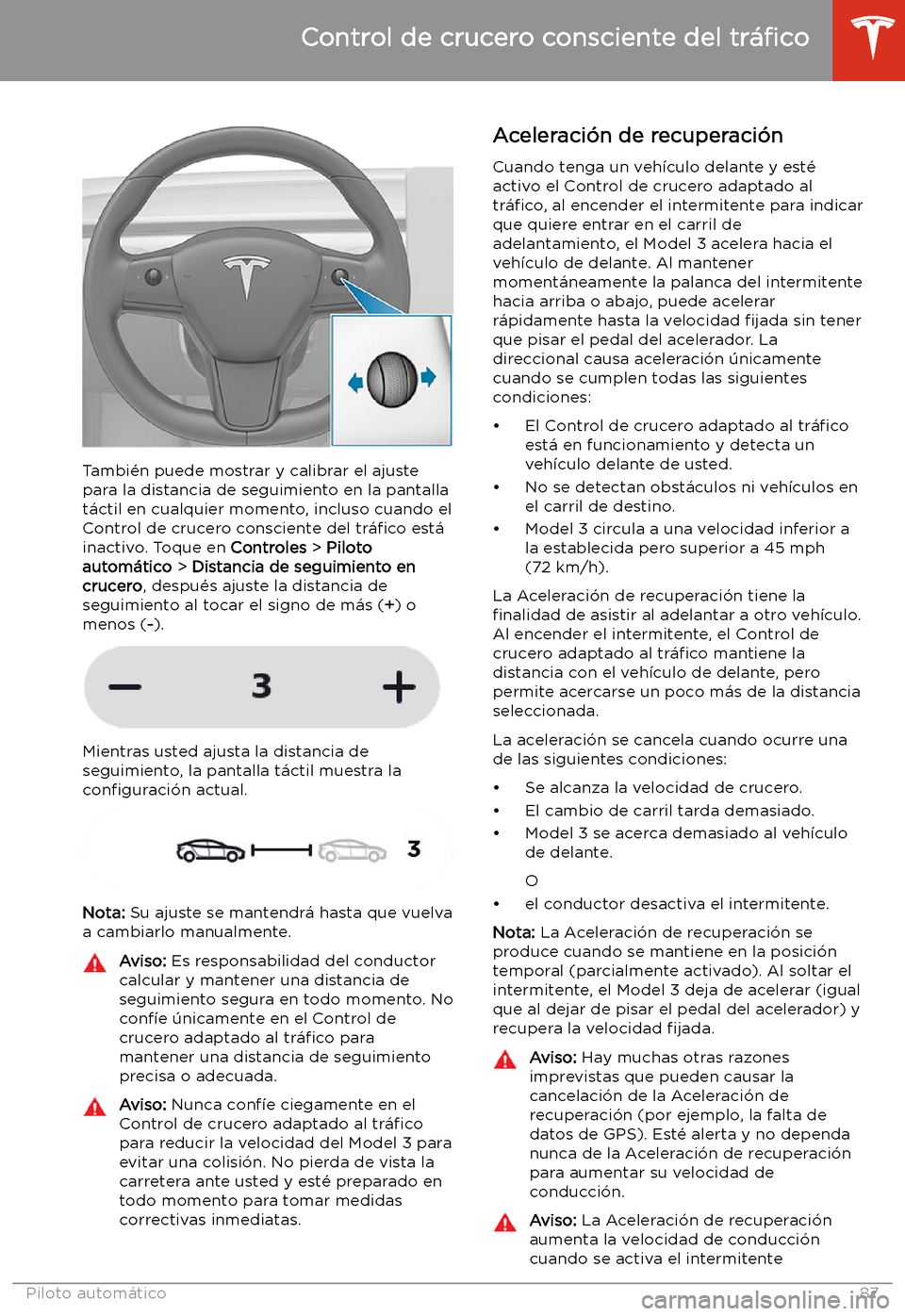 TESLA MODEL 3 2019  Manual del propietario (in Spanish)  Tambi