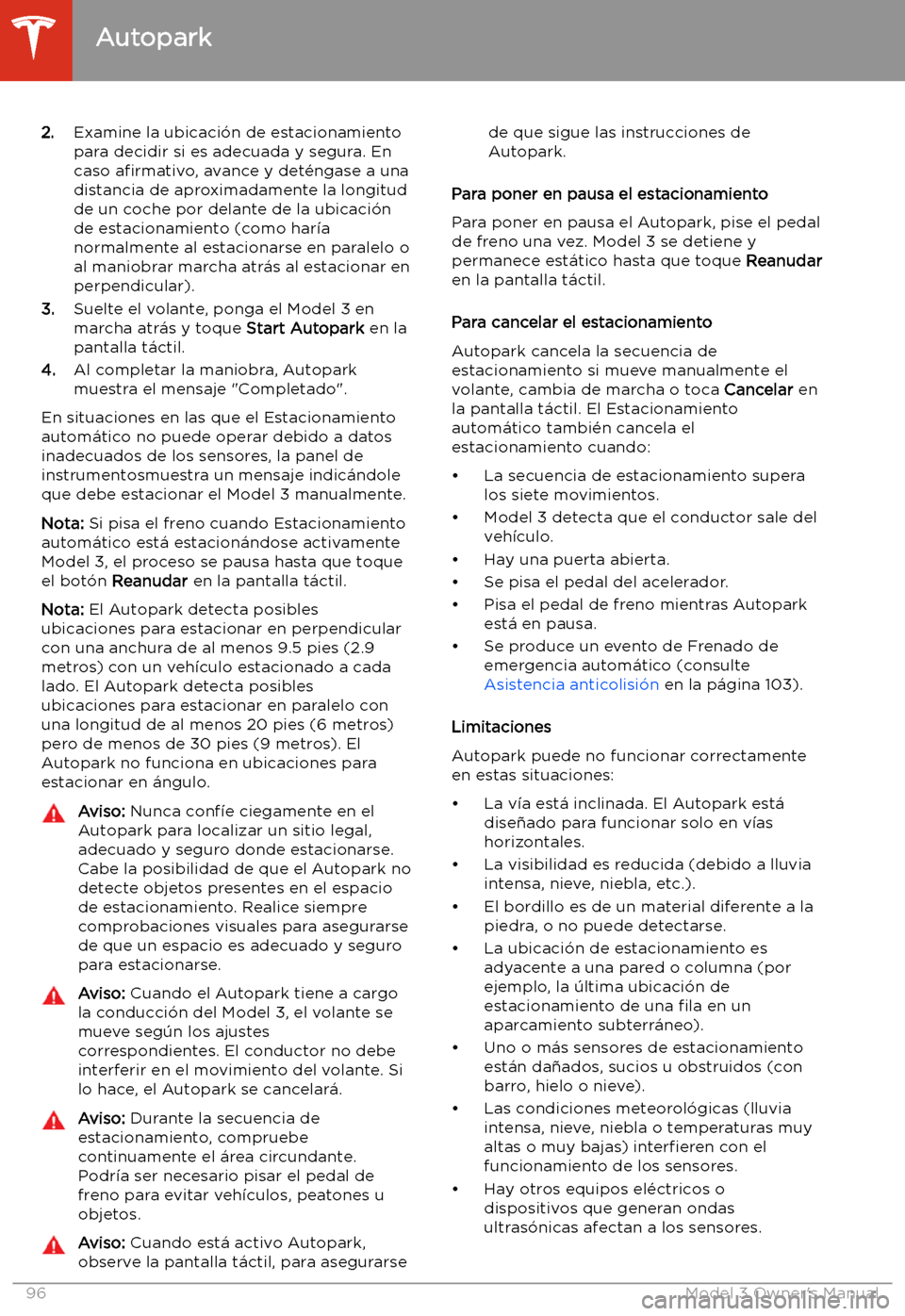 TESLA MODEL 3 2019 Manual del propietario (in Spanish) 2.Examine la ubicaci TESLA MODEL 3 2019 Manual del propietario (in Spanish) 2.Examine la ubicaci