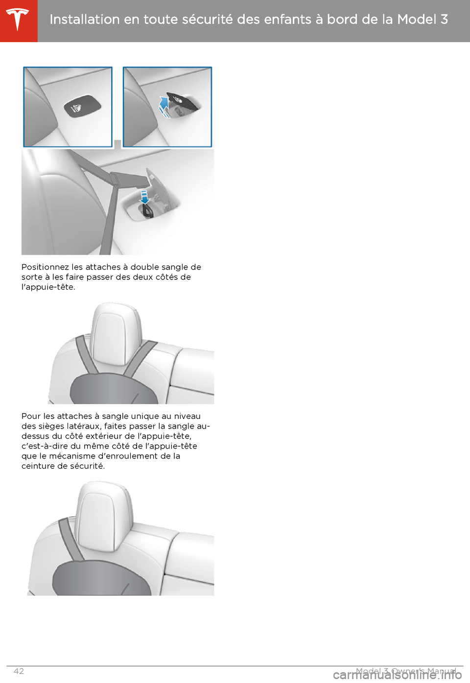 TESLA MODEL 3 2019  Manuel du propriétaire (in French) Positionnez les attaches 
