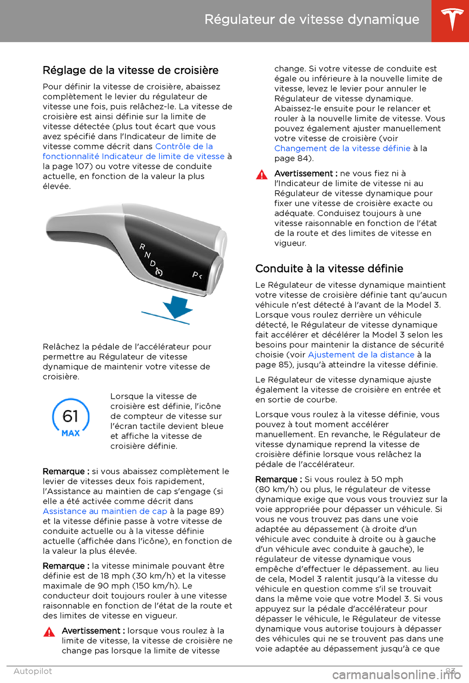 TESLA MODEL 3 2019 Manuel du propriétaire (in French) R TESLA MODEL 3 2019 Manuel du propriétaire (in French) R