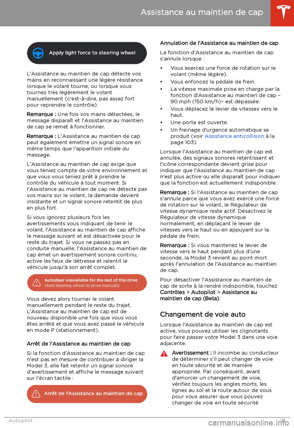 TESLA MODEL 3 2019 Manuel du propriétaire (in French) L TESLA MODEL 3 2019 Manuel du propriétaire (in French) L