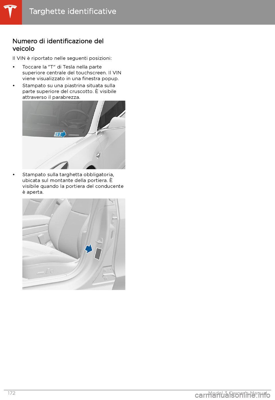 TESLA MODEL 3 2019 Manuale del proprietario (in Italian) Speci TESLA MODEL 3 2019 Manuale del proprietario (in Italian) Speci