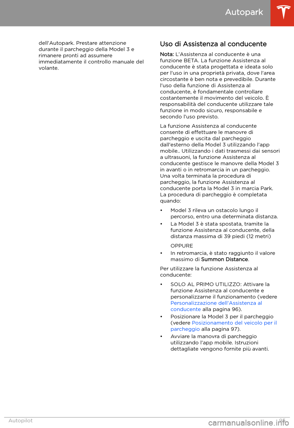 TESLA MODEL 3 2019 Manuale del proprietario (in Italian) dell TESLA MODEL 3 2019 Manuale del proprietario (in Italian) dell