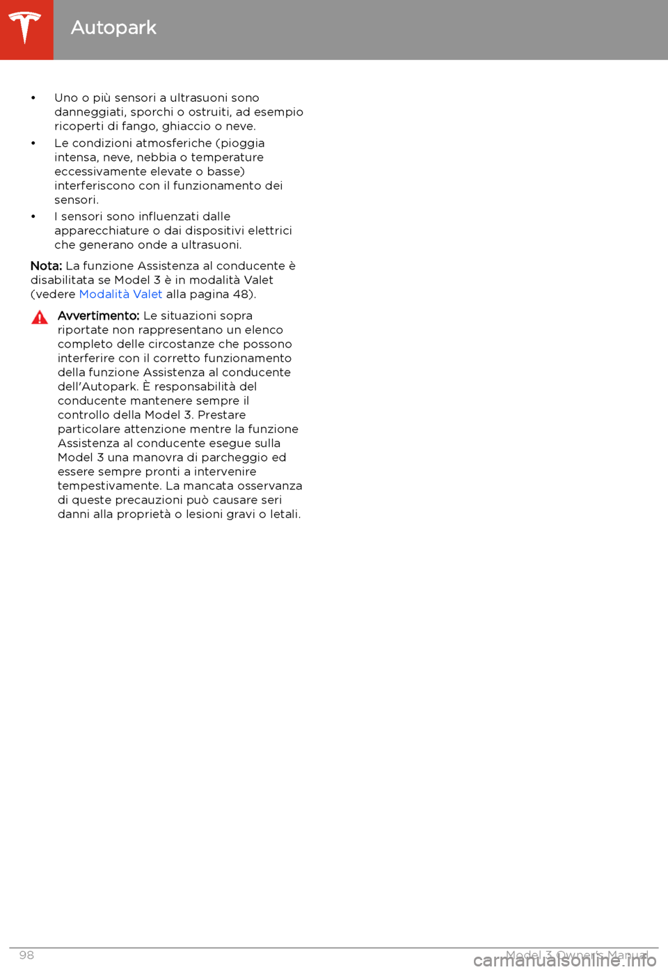TESLA MODEL 3 2019 Manuale del proprietario (in Italian) TESLA MODEL 3 2019 Manuale del proprietario (in Italian)