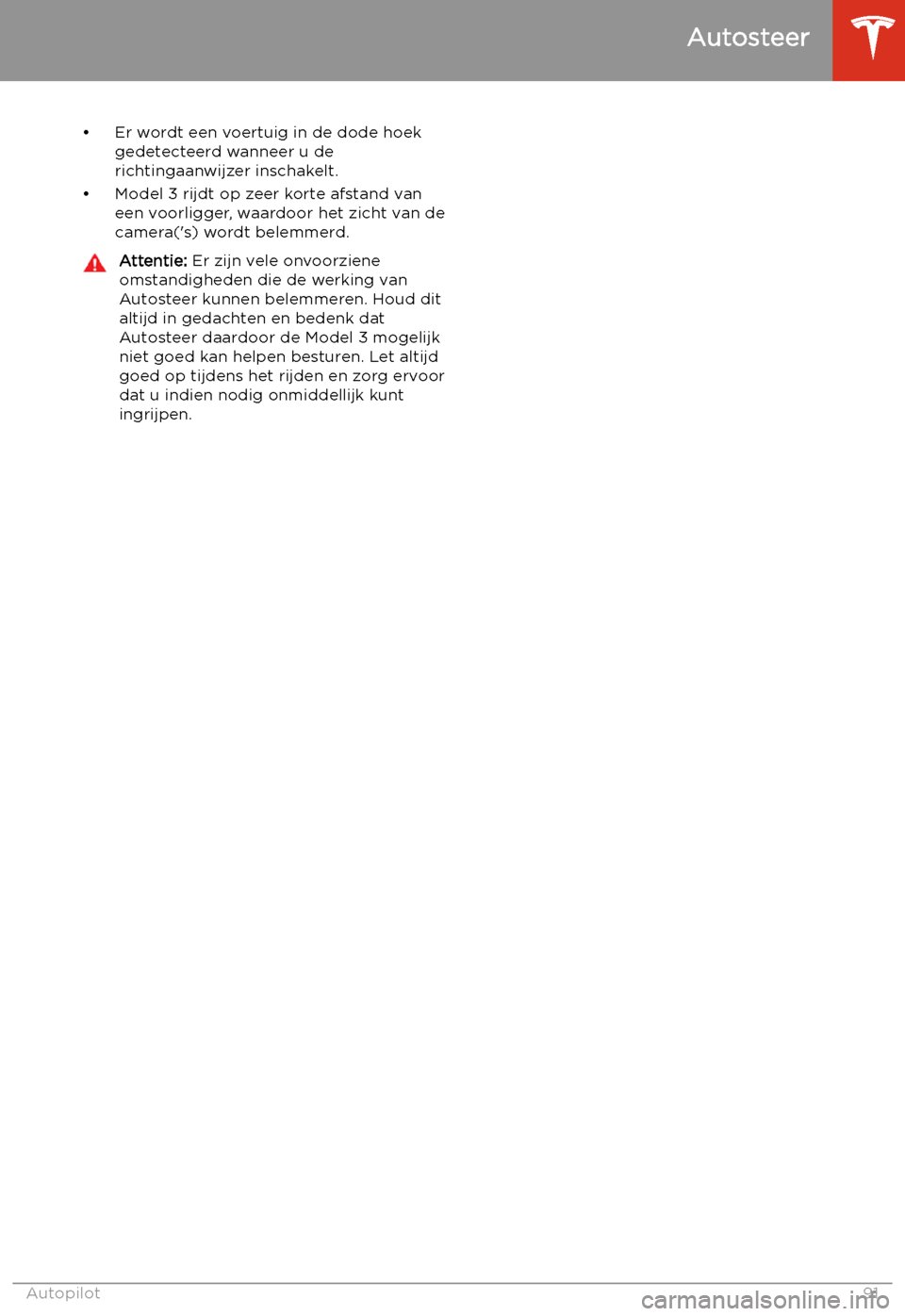 TESLA MODEL 3 2019 Handleiding (in Dutch) TESLA MODEL 3 2019 Handleiding (in Dutch)