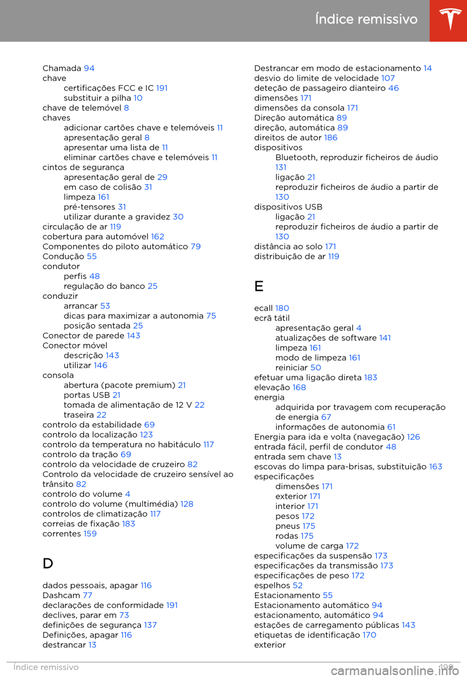 TESLA MODEL 3 2019 Manual do proprietário (in Portuguese) Chamada 94chavecerti TESLA MODEL 3 2019 Manual do proprietário (in Portuguese) Chamada 94chavecerti