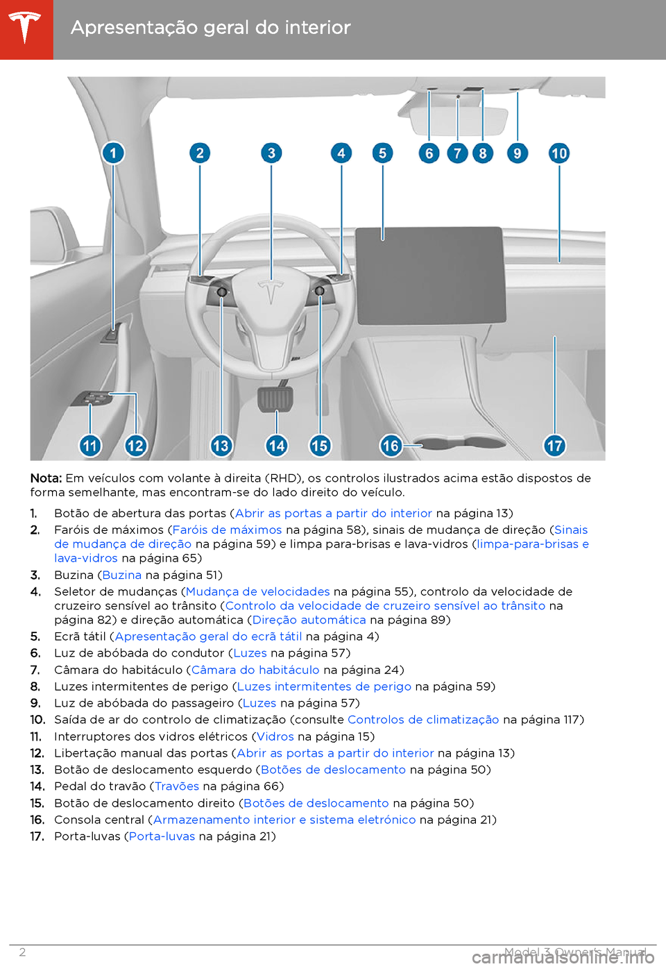 TESLA MODEL 3 2019  Manual do proprietário (in Portuguese) Apresenta