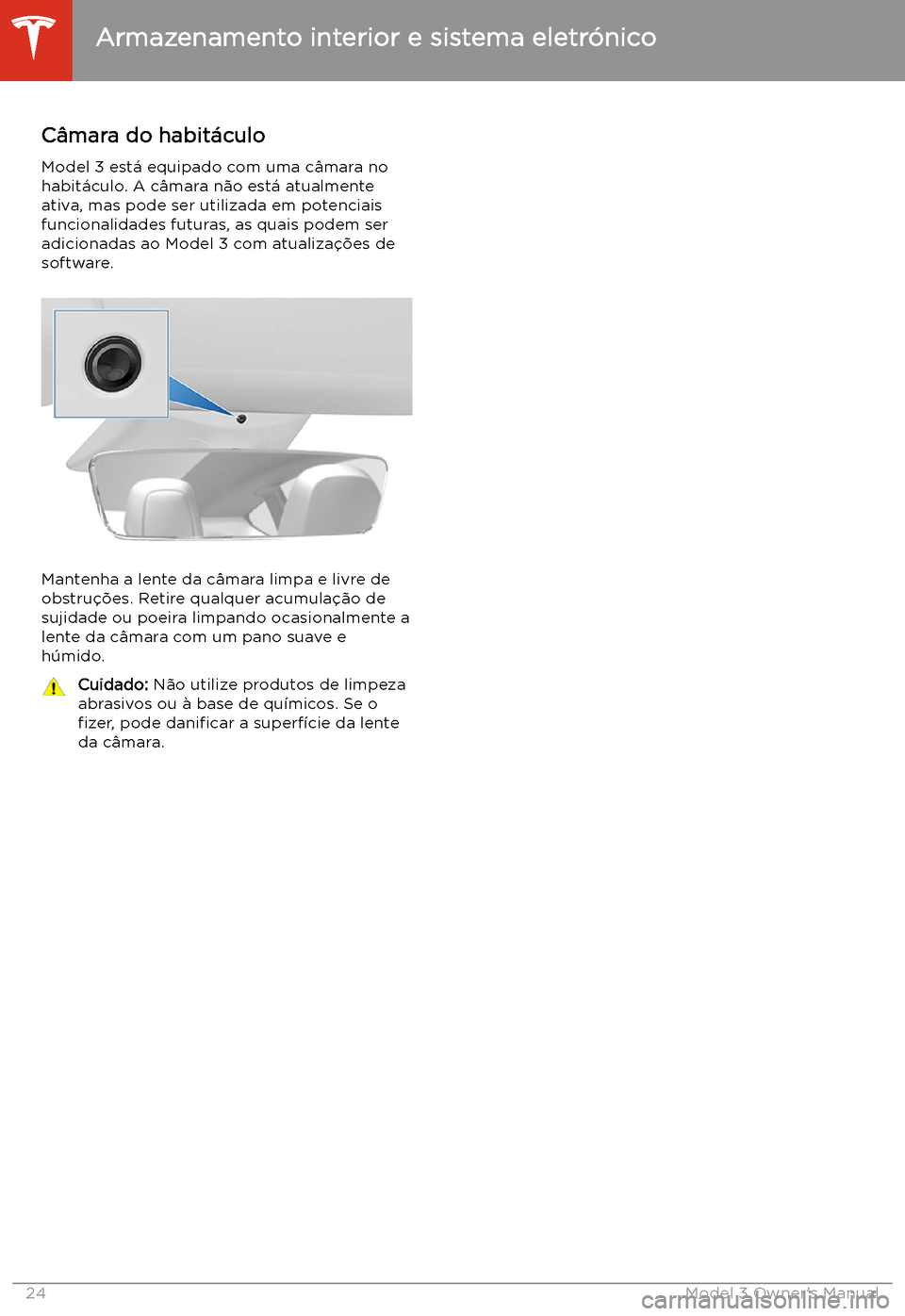 TESLA MODEL 3 2019 Manual do proprietário (in Portuguese) C TESLA MODEL 3 2019 Manual do proprietário (in Portuguese) C