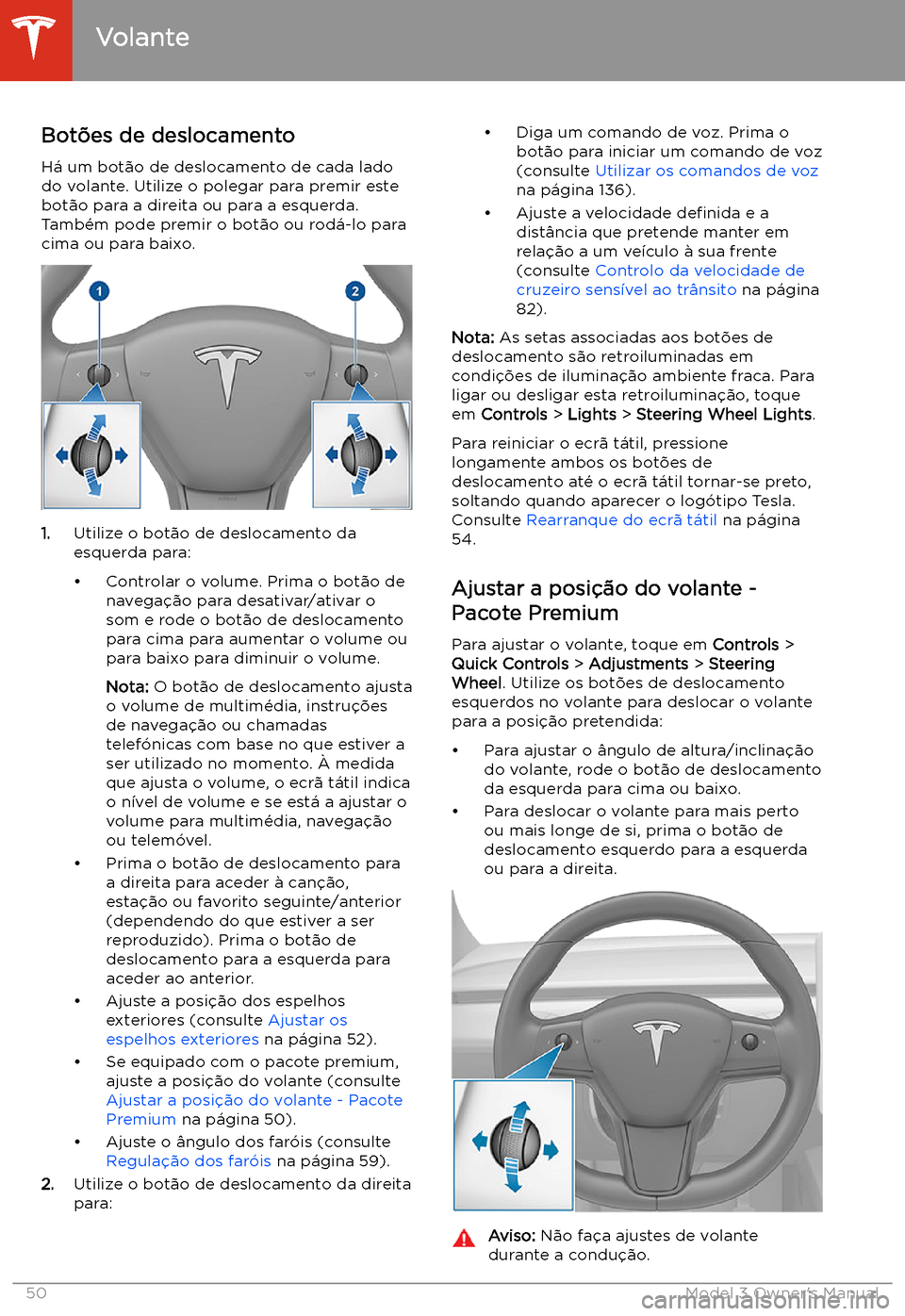 TESLA MODEL 3 2019  Manual do proprietário (in Portuguese) Volante
Bot