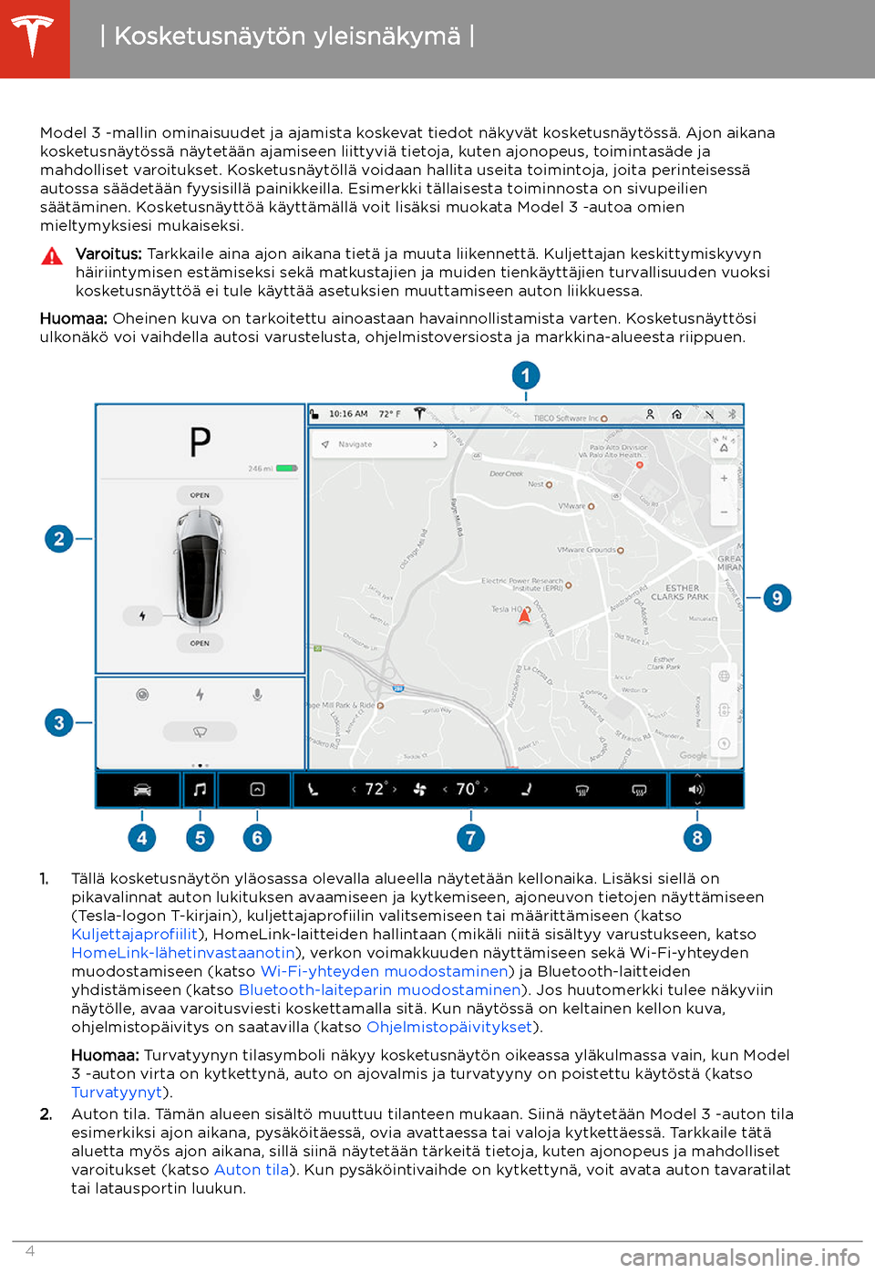 TESLA MODEL 3 2019  Omistajan käsikirja (in Finnish)  Kosketusn