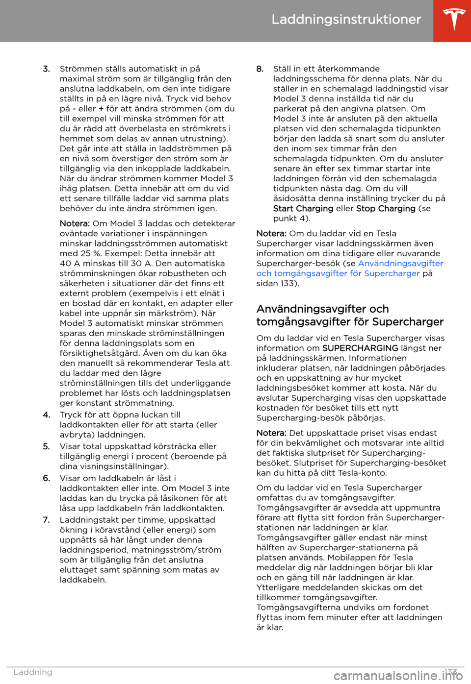 TESLA MODEL 3 2019 Ägarmanual (in Swedish) 3.Str TESLA MODEL 3 2019 Ägarmanual (in Swedish) 3.Str