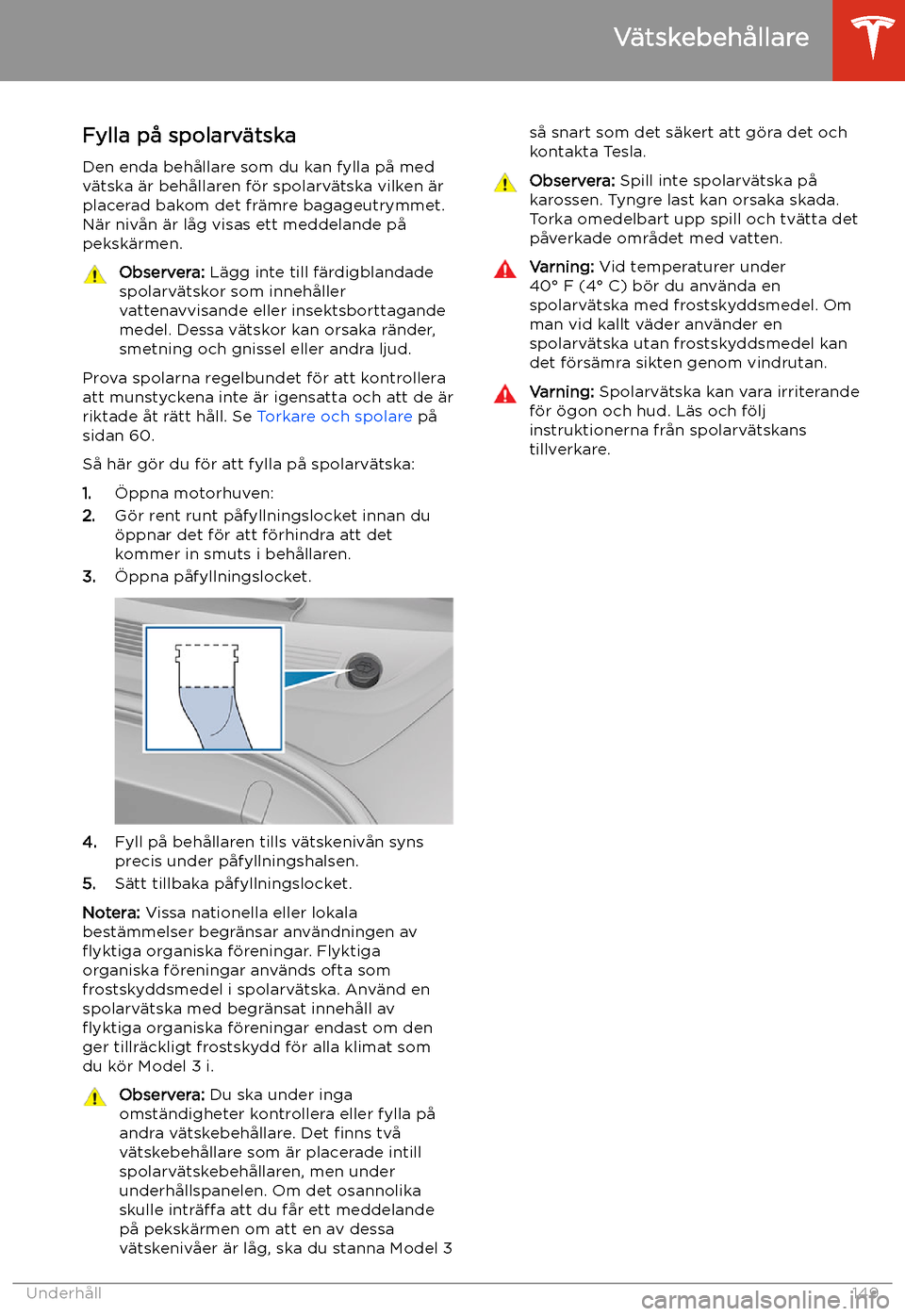 TESLA MODEL 3 2019 Ägarmanual (in Swedish) Fylla p TESLA MODEL 3 2019 Ägarmanual (in Swedish) Fylla p