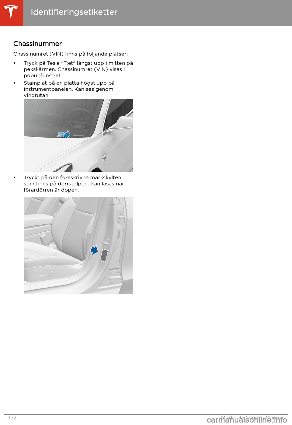TESLA MODEL 3 2019 Ägarmanual (in Swedish) Speci TESLA MODEL 3 2019 Ägarmanual (in Swedish) Speci