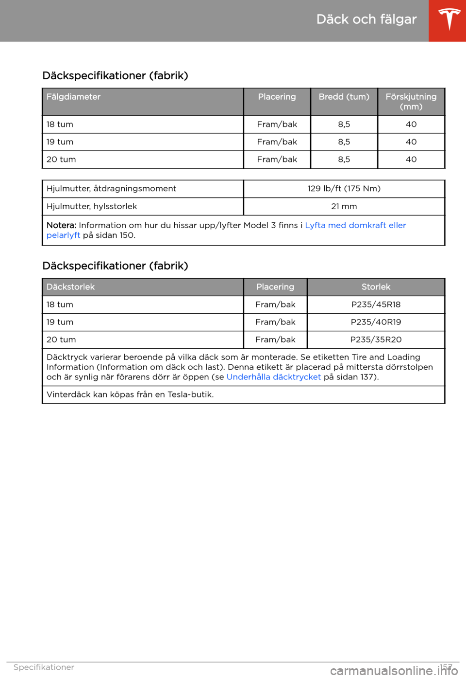 TESLA MODEL 3 2019 Ägarmanual (in Swedish) D TESLA MODEL 3 2019 Ägarmanual (in Swedish) D