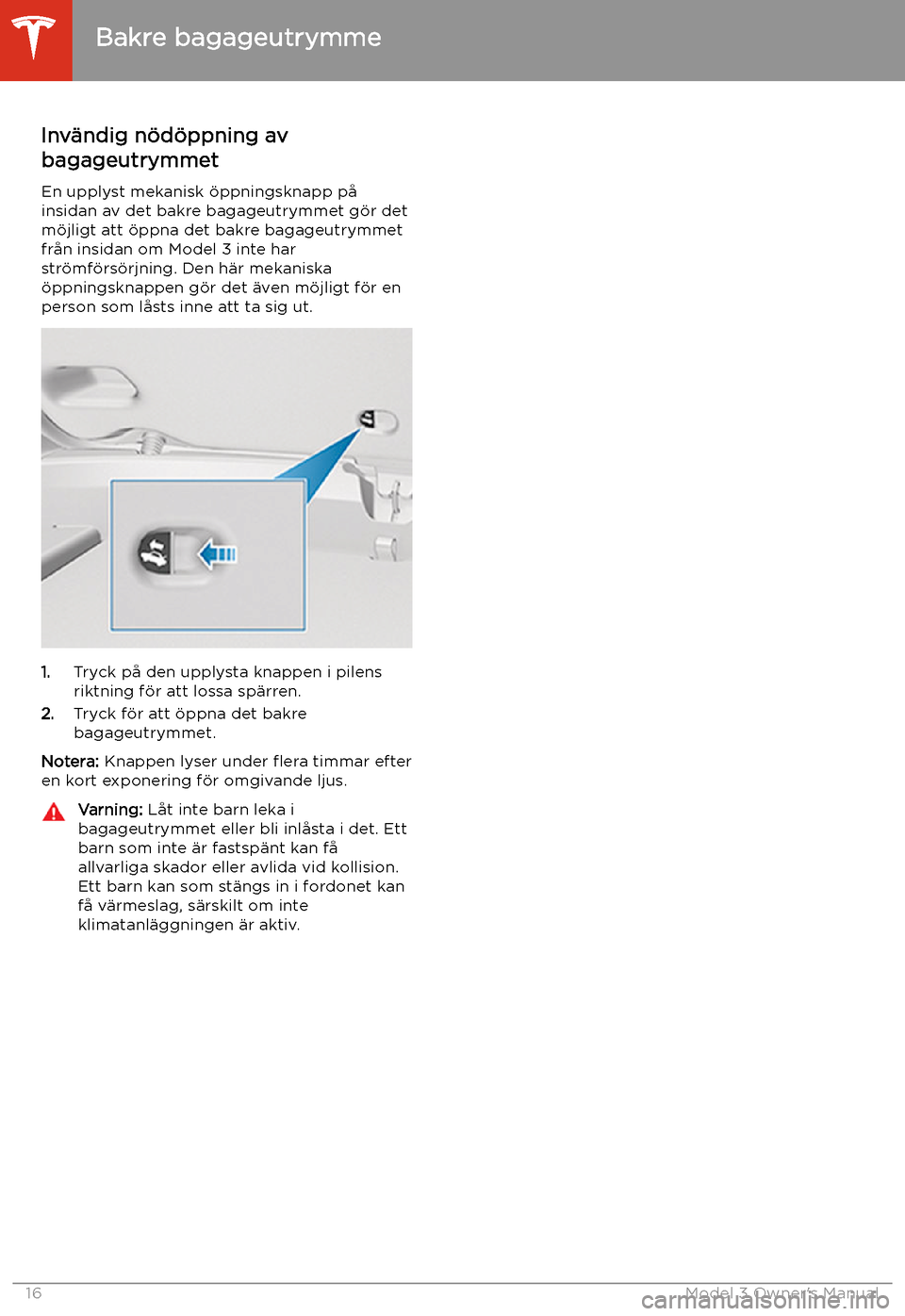 TESLA MODEL 3 2019  Ägarmanual (in Swedish) Inv