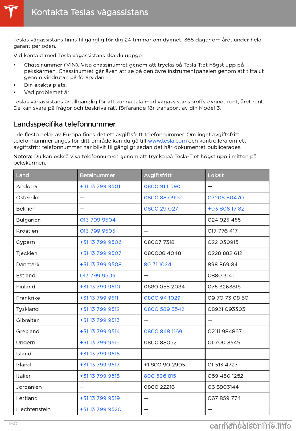 TESLA MODEL 3 2019 Ägarmanual (in Swedish) V TESLA MODEL 3 2019 Ägarmanual (in Swedish) V