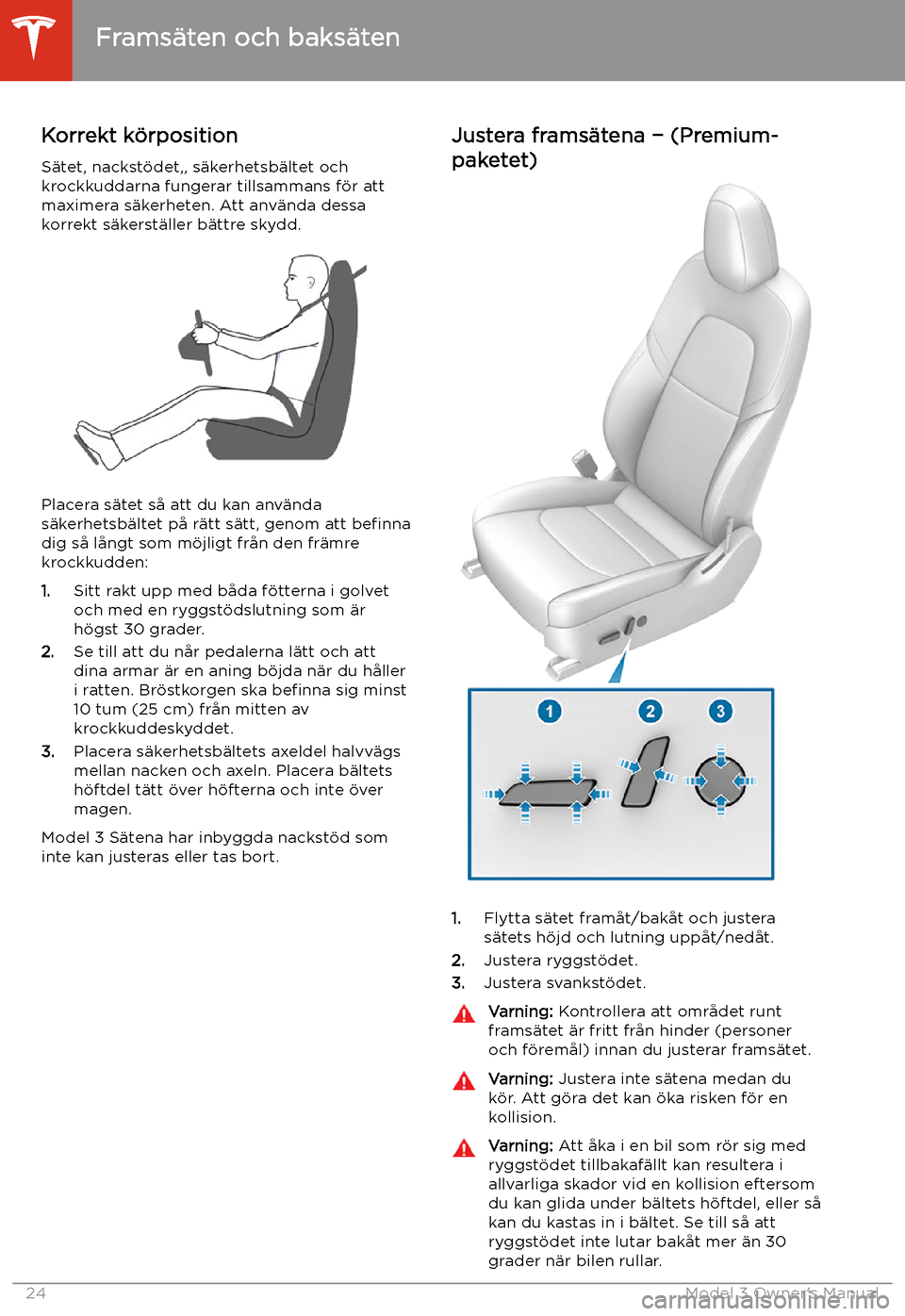 TESLA MODEL 3 2019  Ägarmanual (in Swedish) S