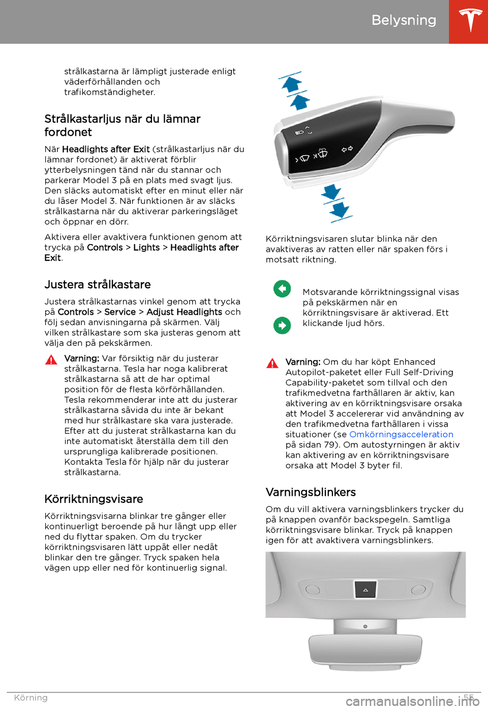TESLA MODEL 3 2019 Ägarmanual (in Swedish) str TESLA MODEL 3 2019 Ägarmanual (in Swedish) str