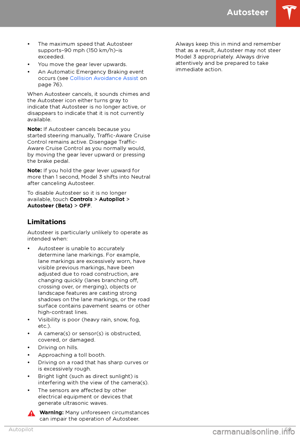 TESLA MODEL 3 2018 Manual PDF 