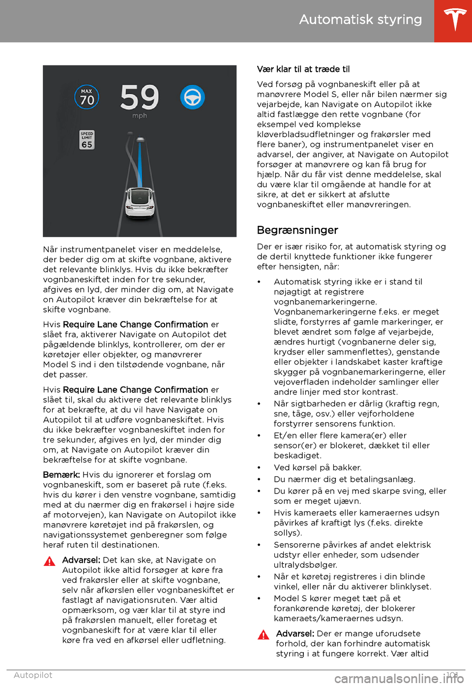TESLA MODEL S 2020 Instruktionsbog (in Danish) N TESLA MODEL S 2020 Instruktionsbog (in Danish) N